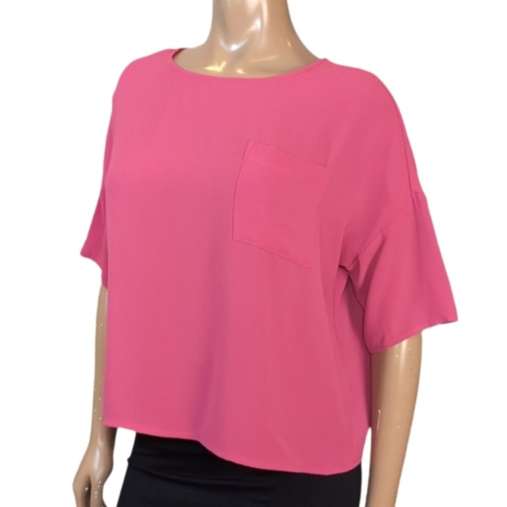 💠George Boxy Relaxed Top Womens Size  XS Pink Short Sleeve Drop Shoulder